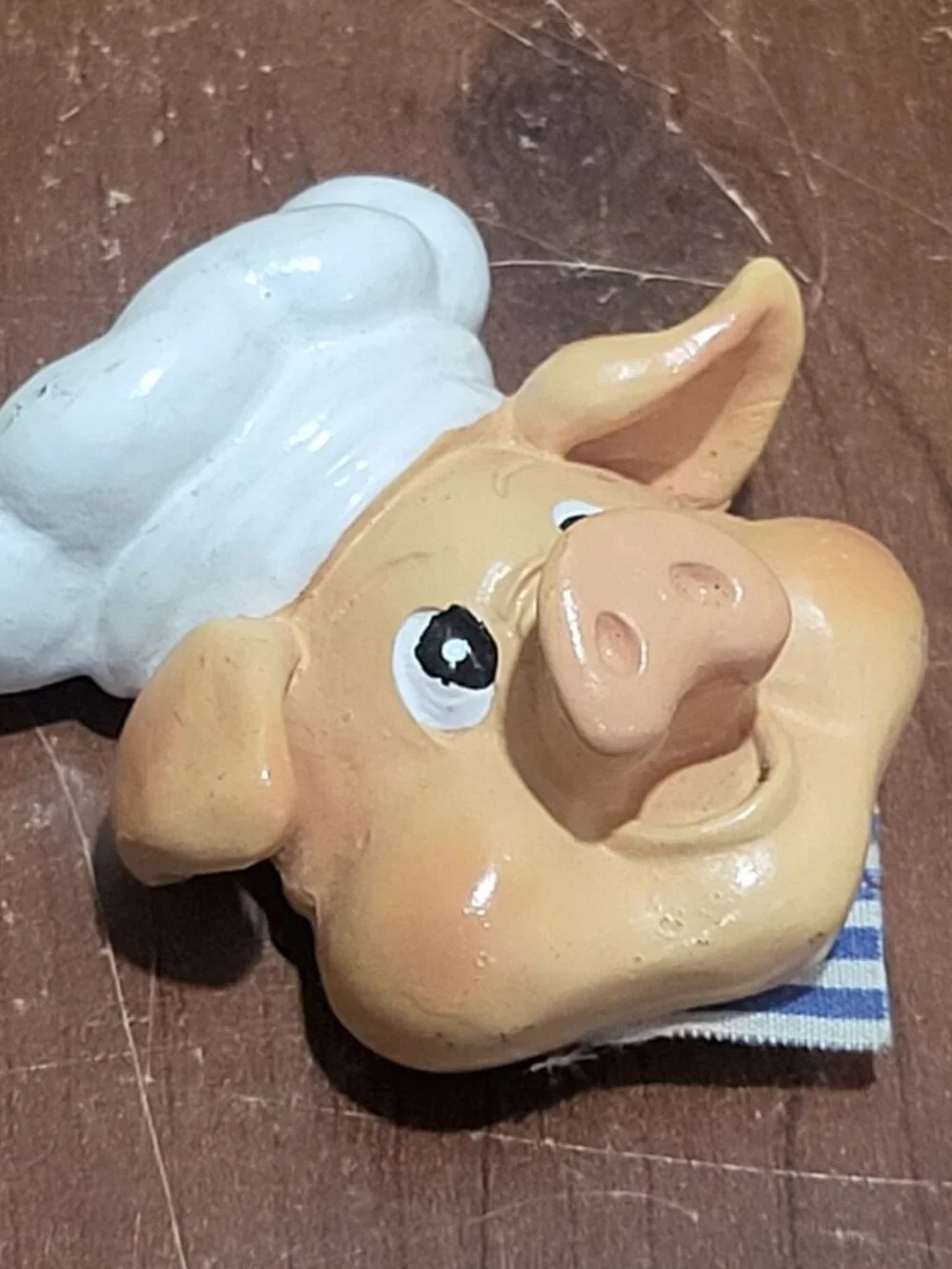 Vintage Hand Painted Ceramic Pig Chef Refrigerator Magnet